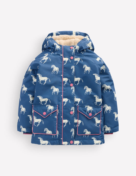 Sherpa Lined Anorak-Tourmaline Blue Small Horses