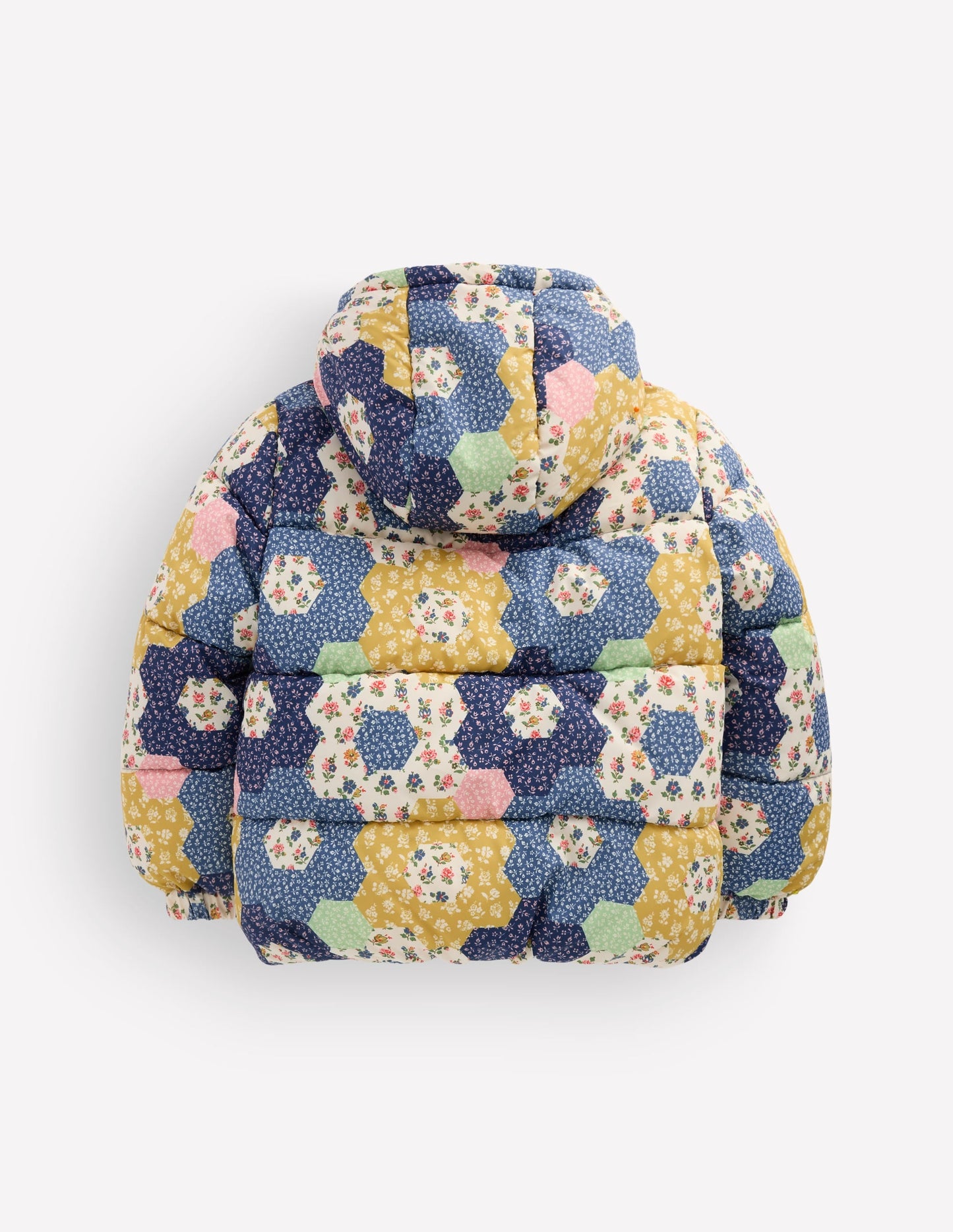 Fun Padded Coat-Patchwork Flowers