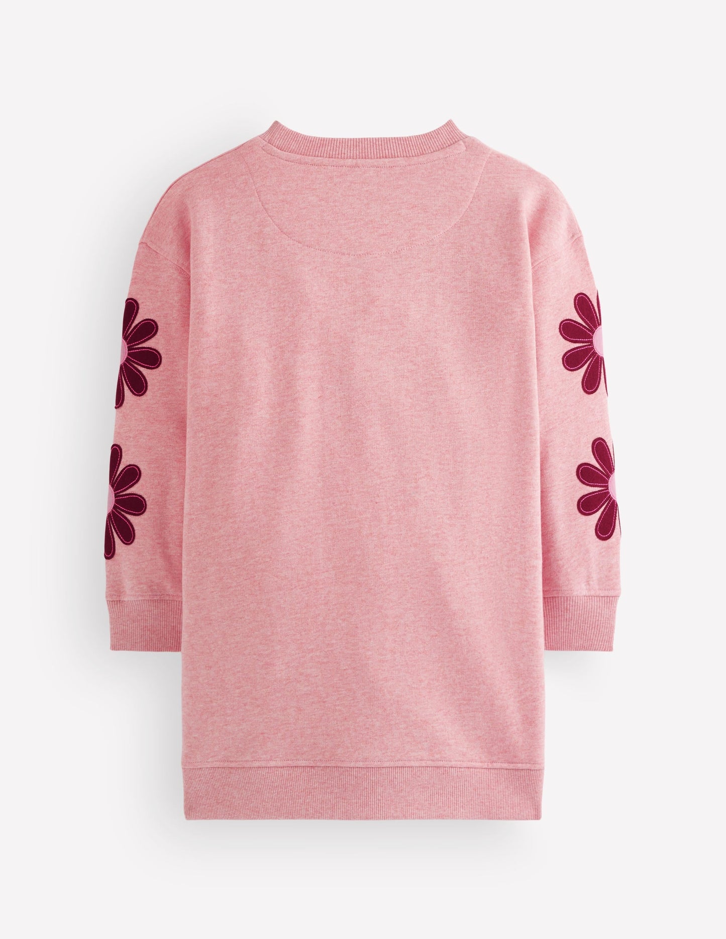 Ami Relaxed Sweatshirt Dress-Pink Flower Embroidery
