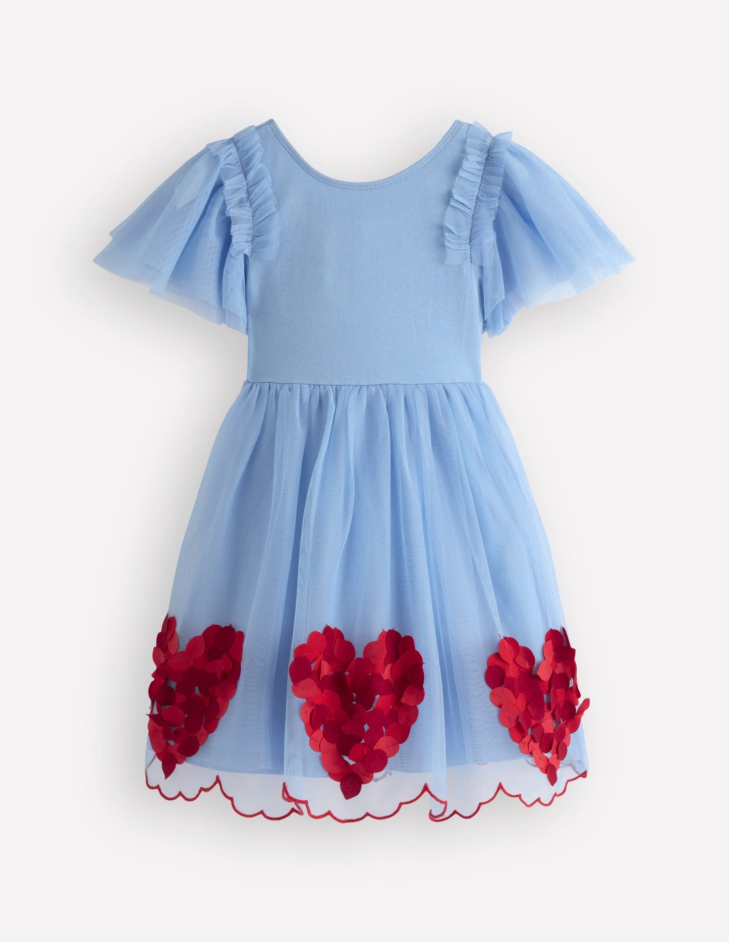 Short Sleeve Logo Tulle Dress-Blue Hearts