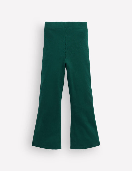 Ribbed Flared Leggings-Green