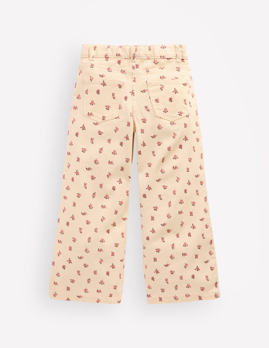 Wide Leg Jeans-Soft Ivory Ditsy Floral