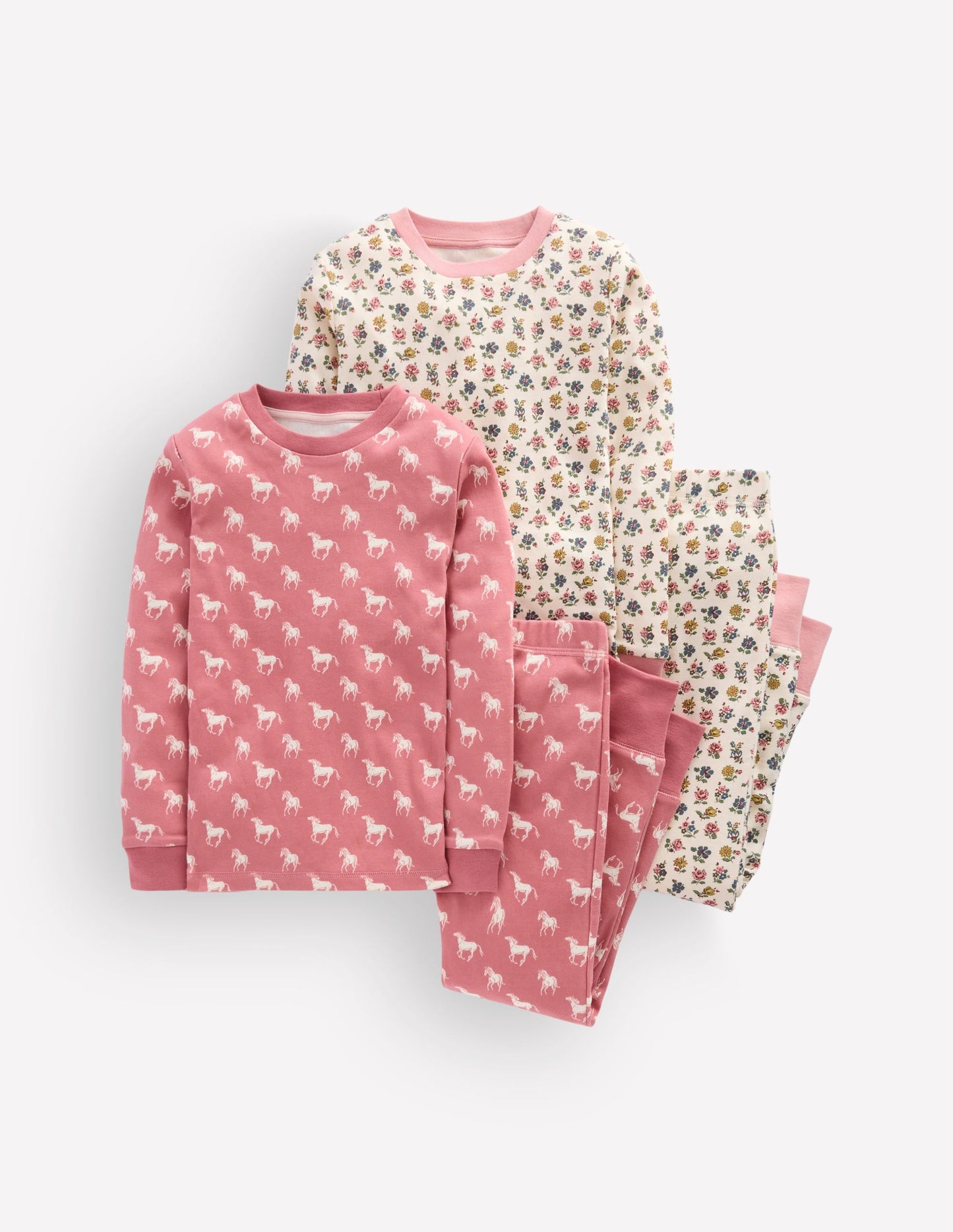 Twin Pack Snug Pyjamas-Vintage Rose Horses