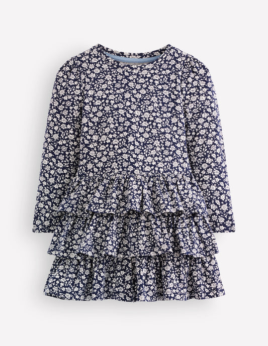 Cora Jersey RaRa Dress-Blue Ditsy