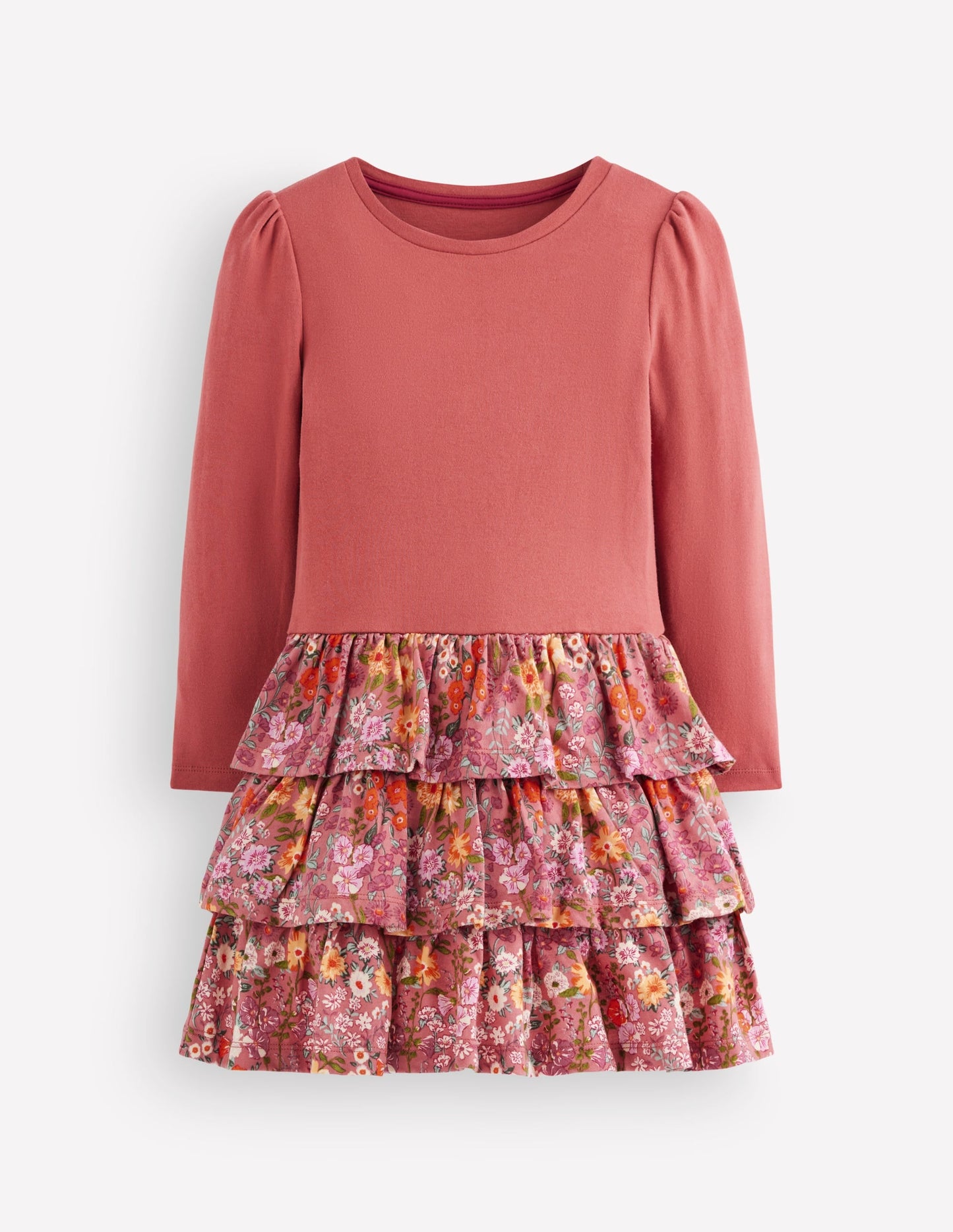 Cora Jersey RaRa Dress-Pink Flower Vine