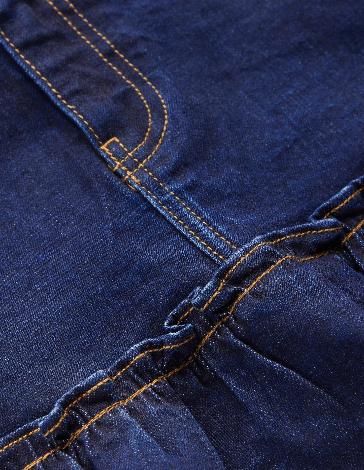 Frill Hem Denim Skirt-Dark Wash