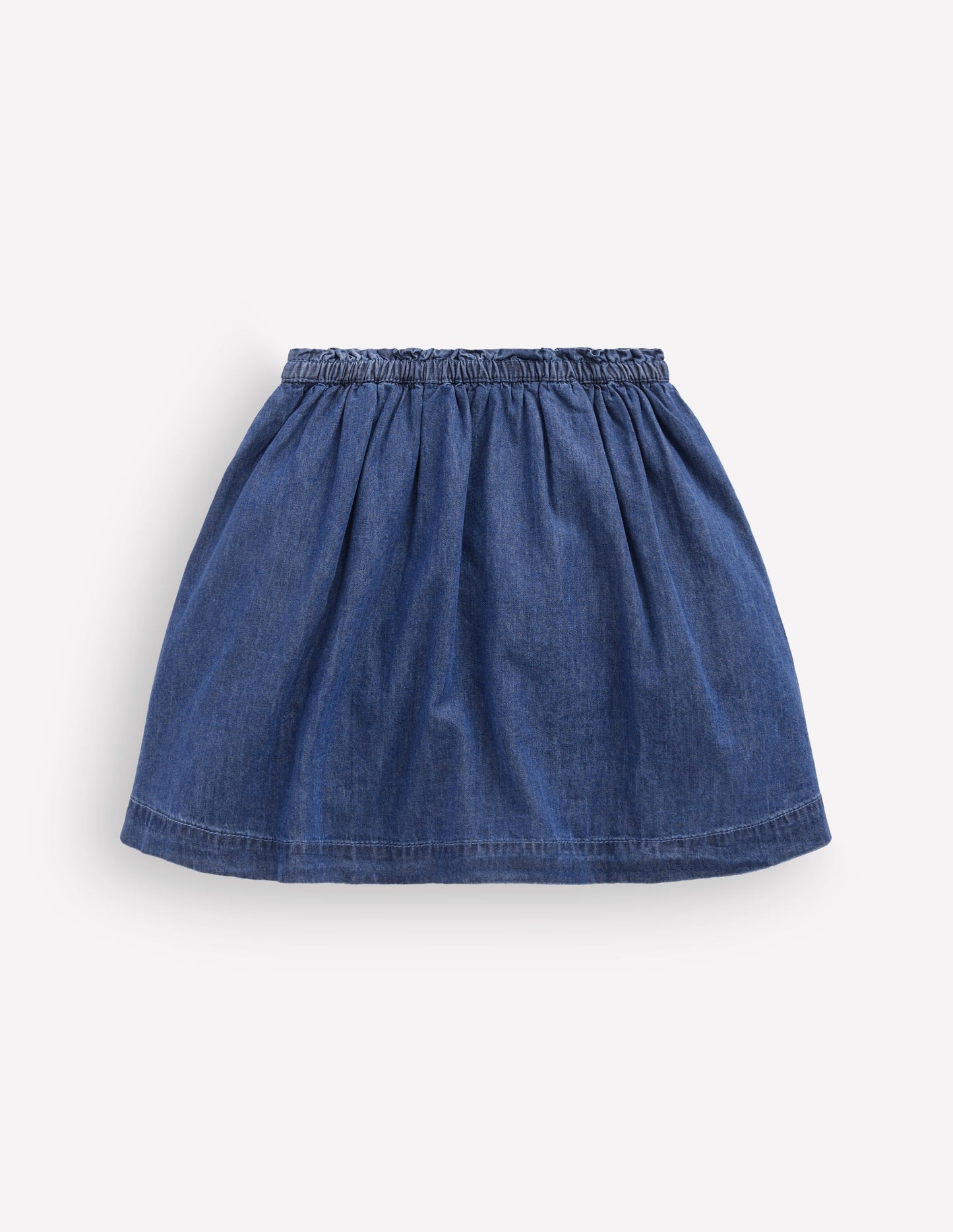 Woven Button-Through Skirt-Mid Wash