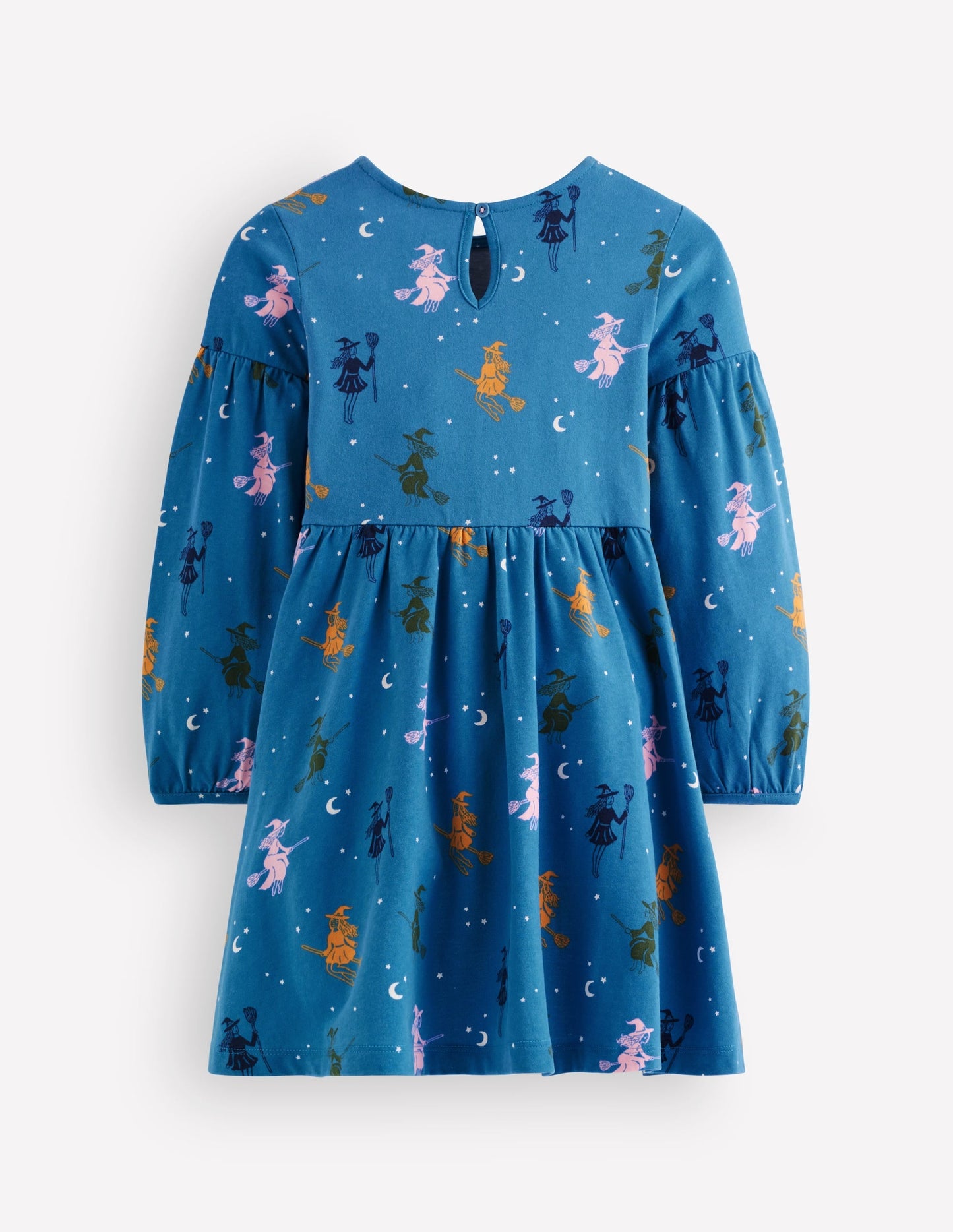 Madeline Blouson Sleeve Dress-Blue Halloween Witches