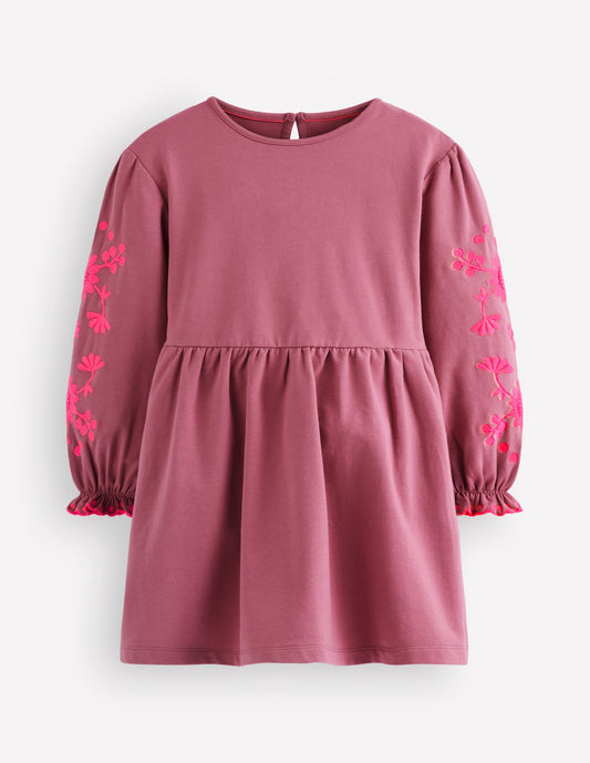 Embroidered Sleeve Dress-Spring Blossom Pink