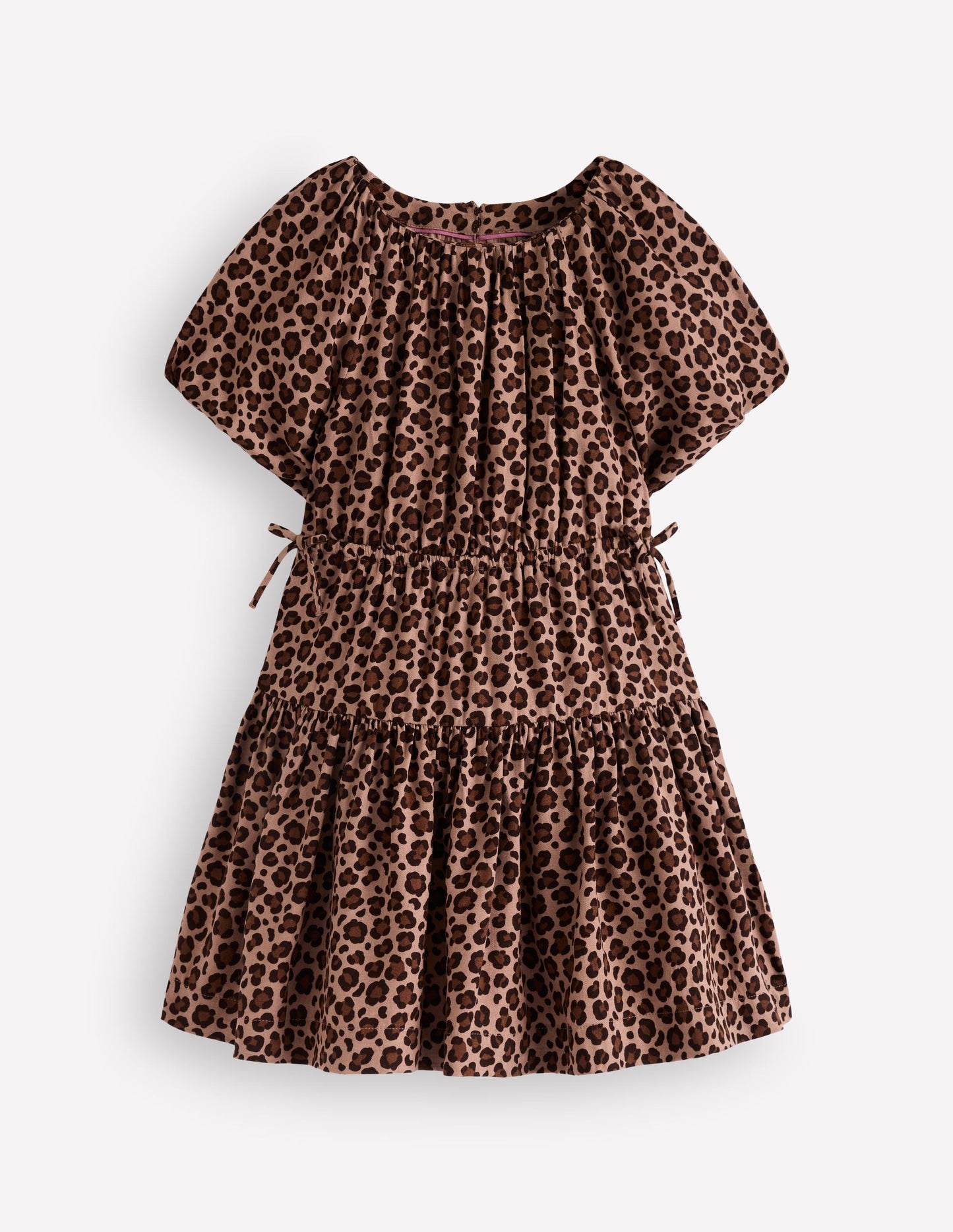 Bow Waist Woven Dress-Leopard Print
