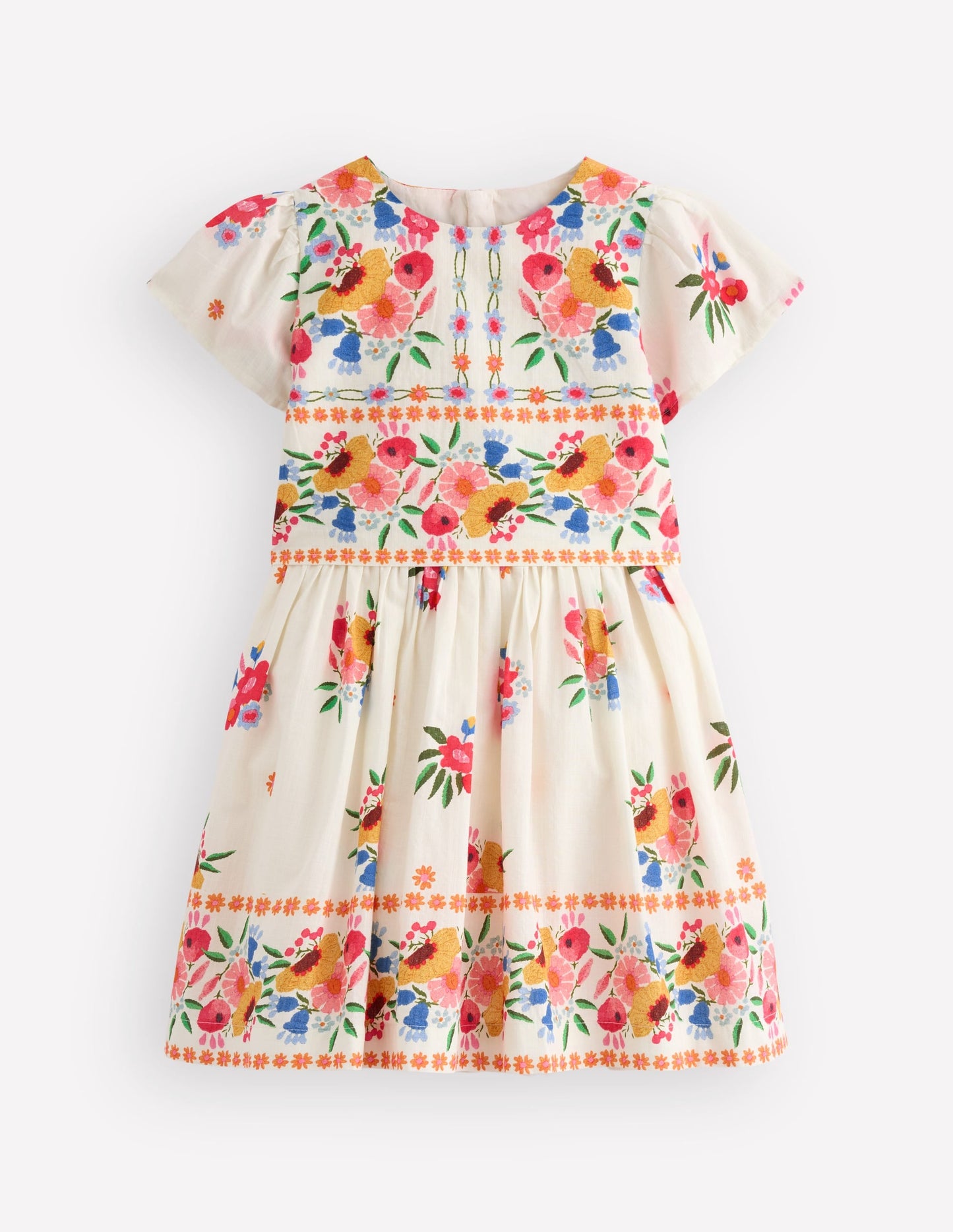 Pretty Cape Dress-Multi Vintage Floral Placement