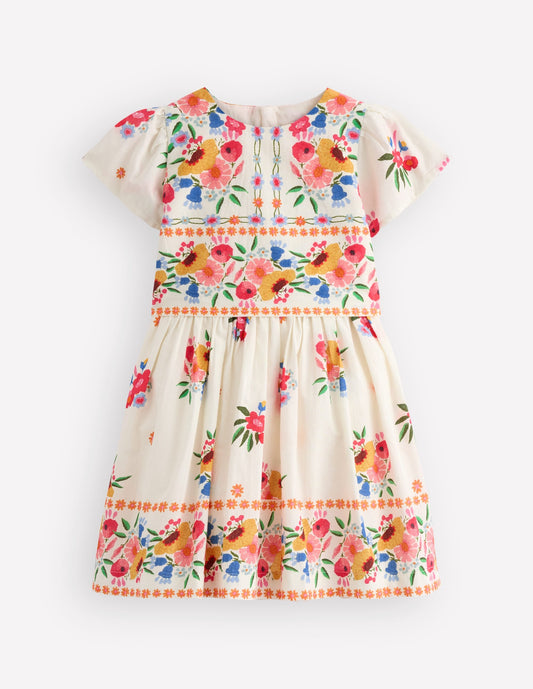 Pretty Cape Dress-Multi Vintage Floral Placement