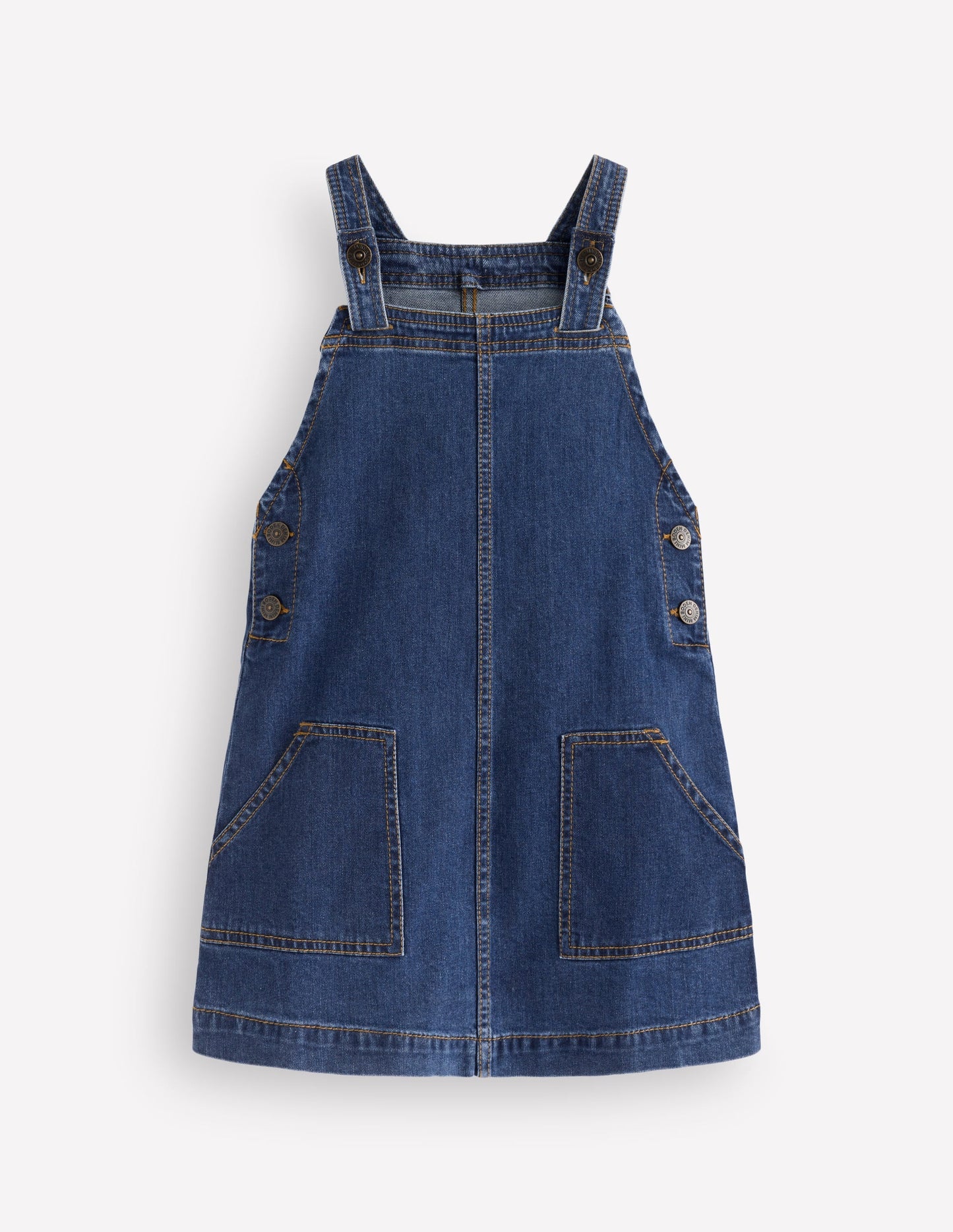 Adeline A-Line Dungaree Dress-Plain Denim