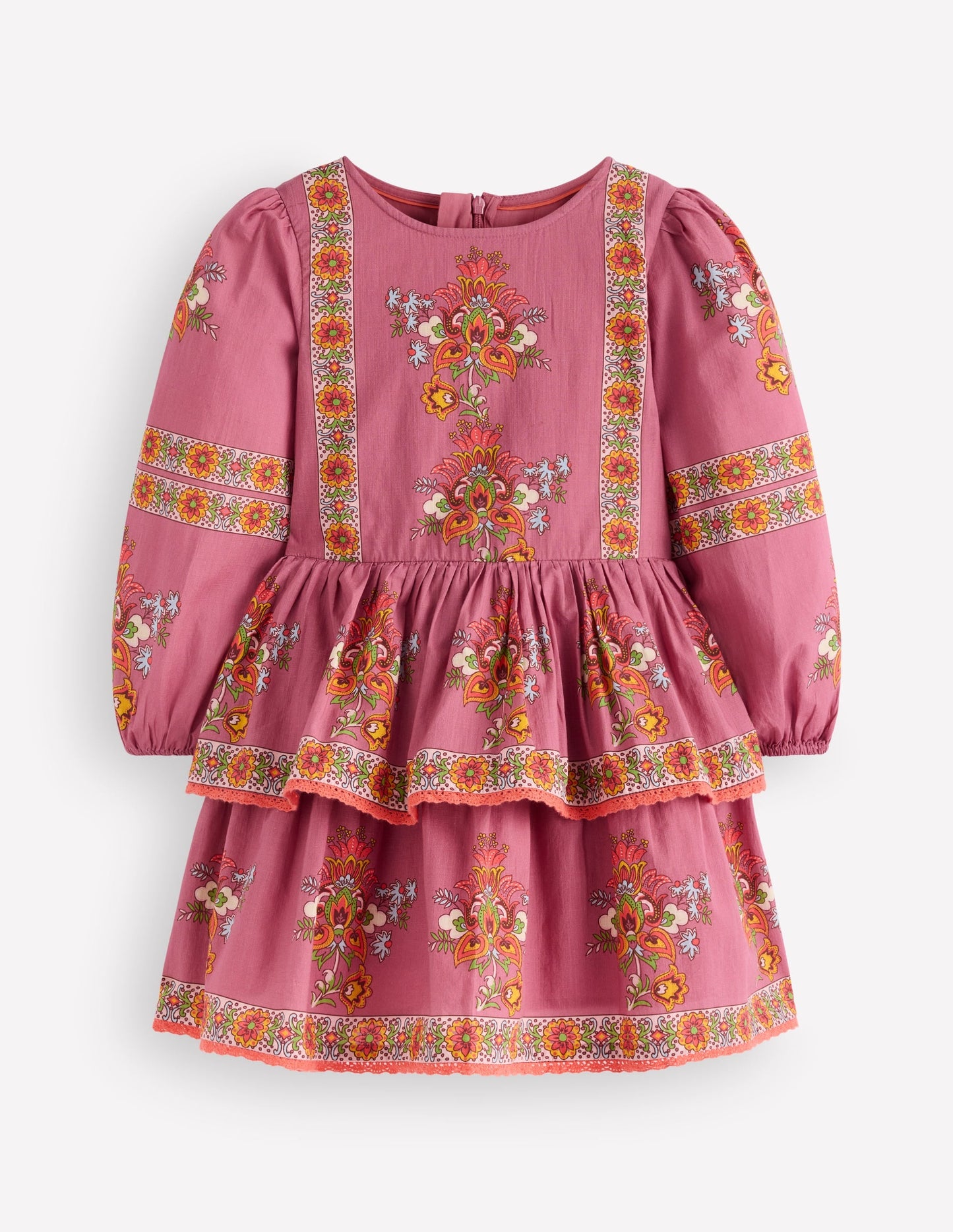Printed Tiered Woven Dress-Pink Floral Placement