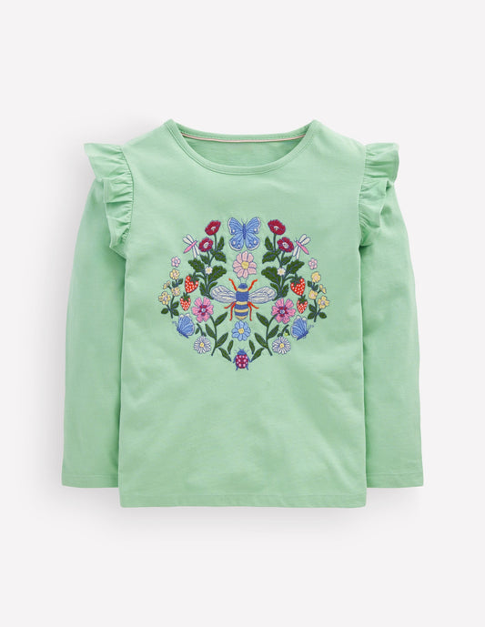 Long Sleeve Superstitch Tee-Pistachio Green Bee