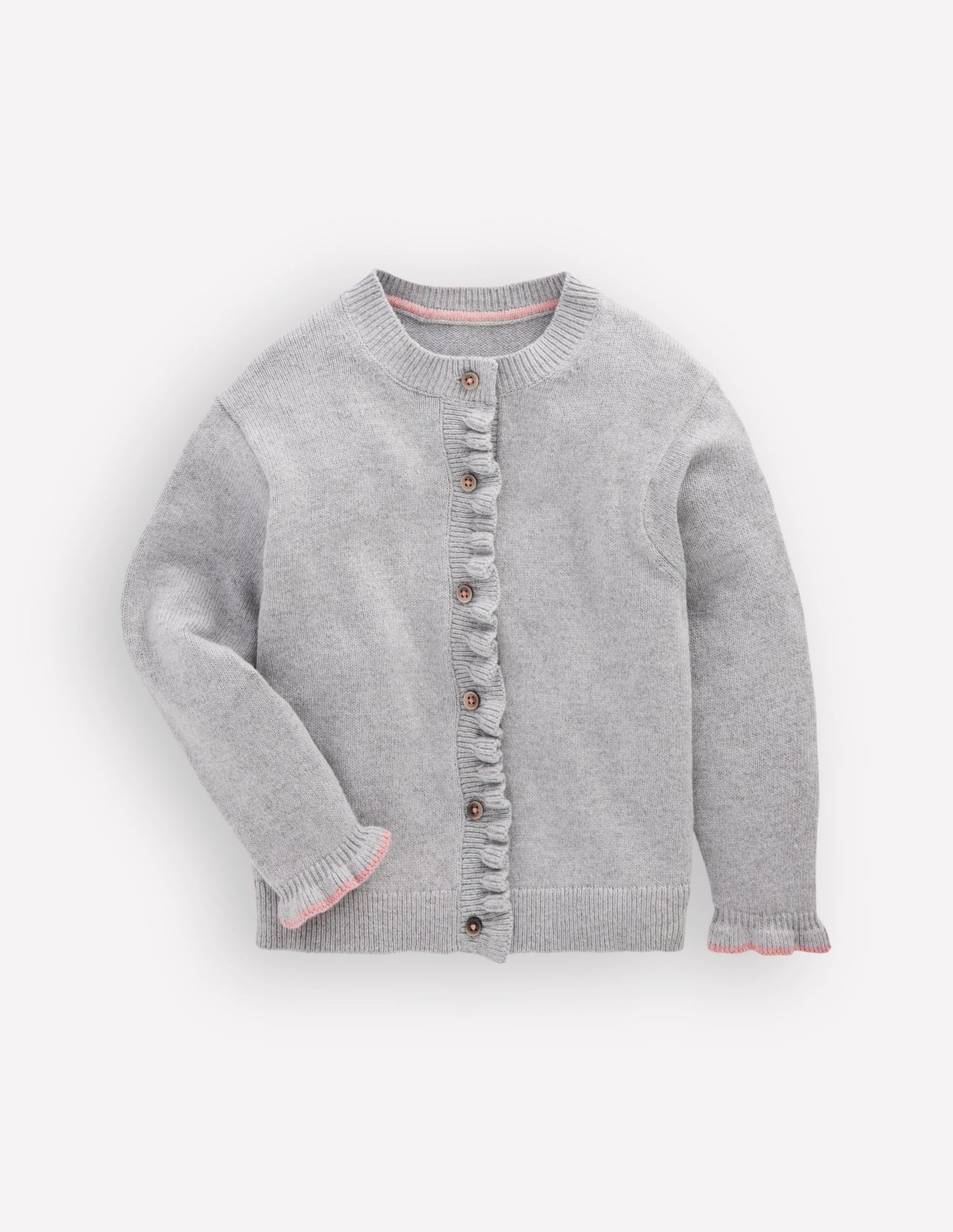 Everyday Frilled Cardigan-Grey Marl