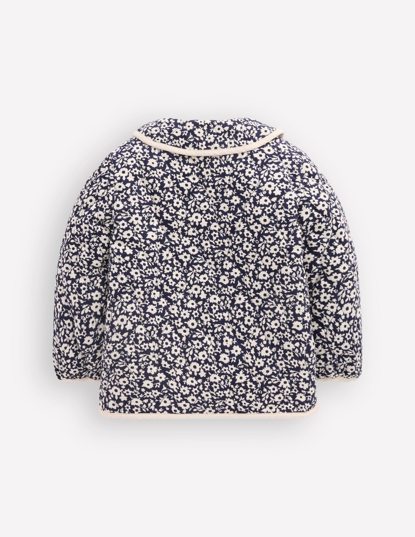 Quilted Cord Jacket-Navy Floral Print