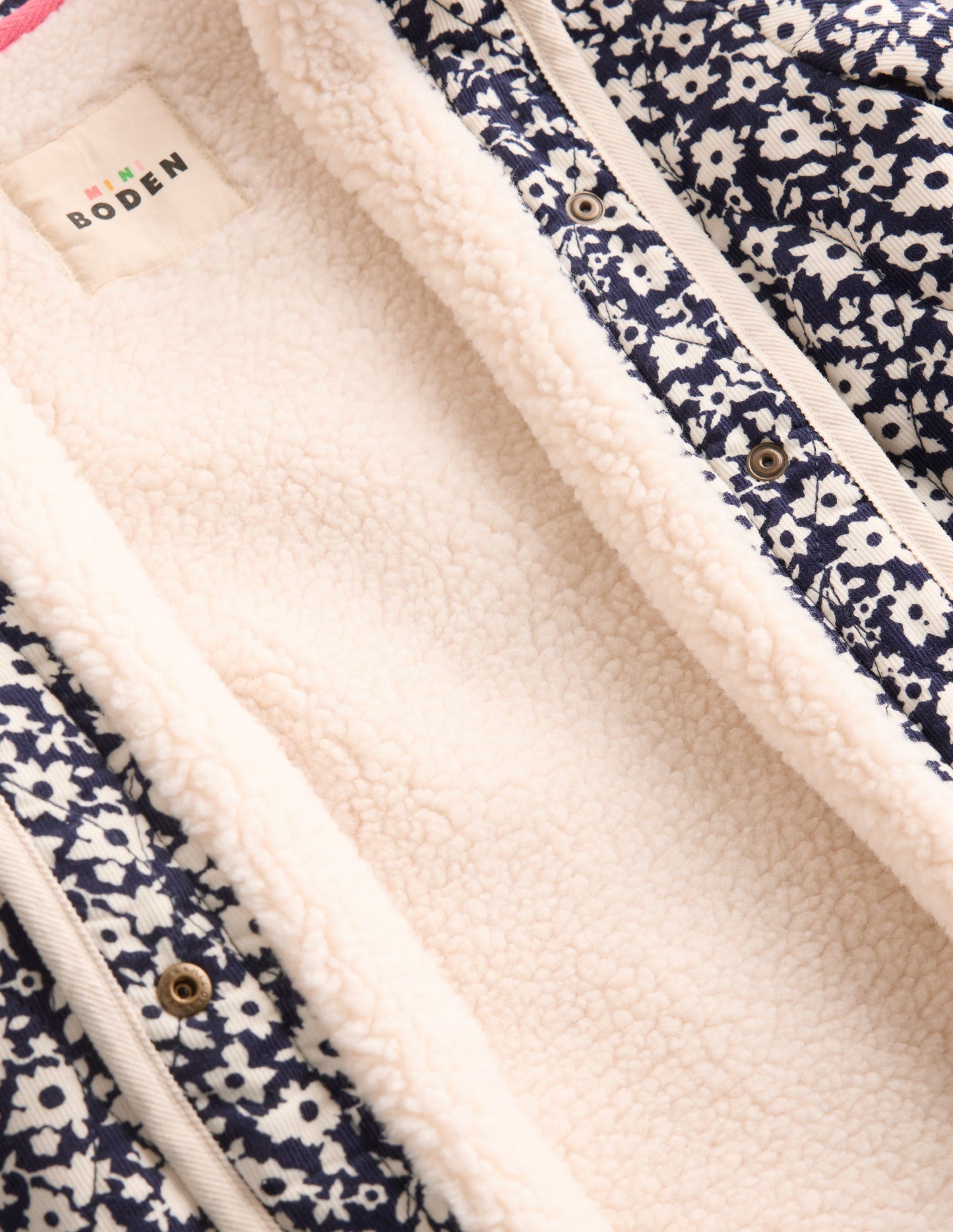 Quilted Cord Jacket-Navy Floral Print