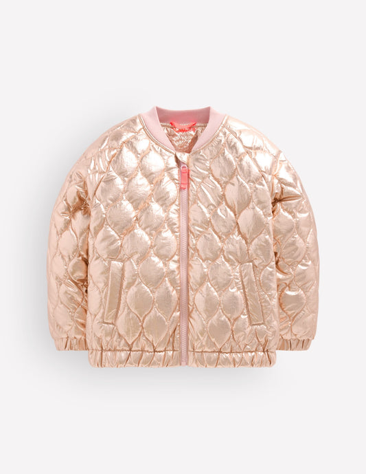 Quilted Bomber Jacket-Gold Metallic