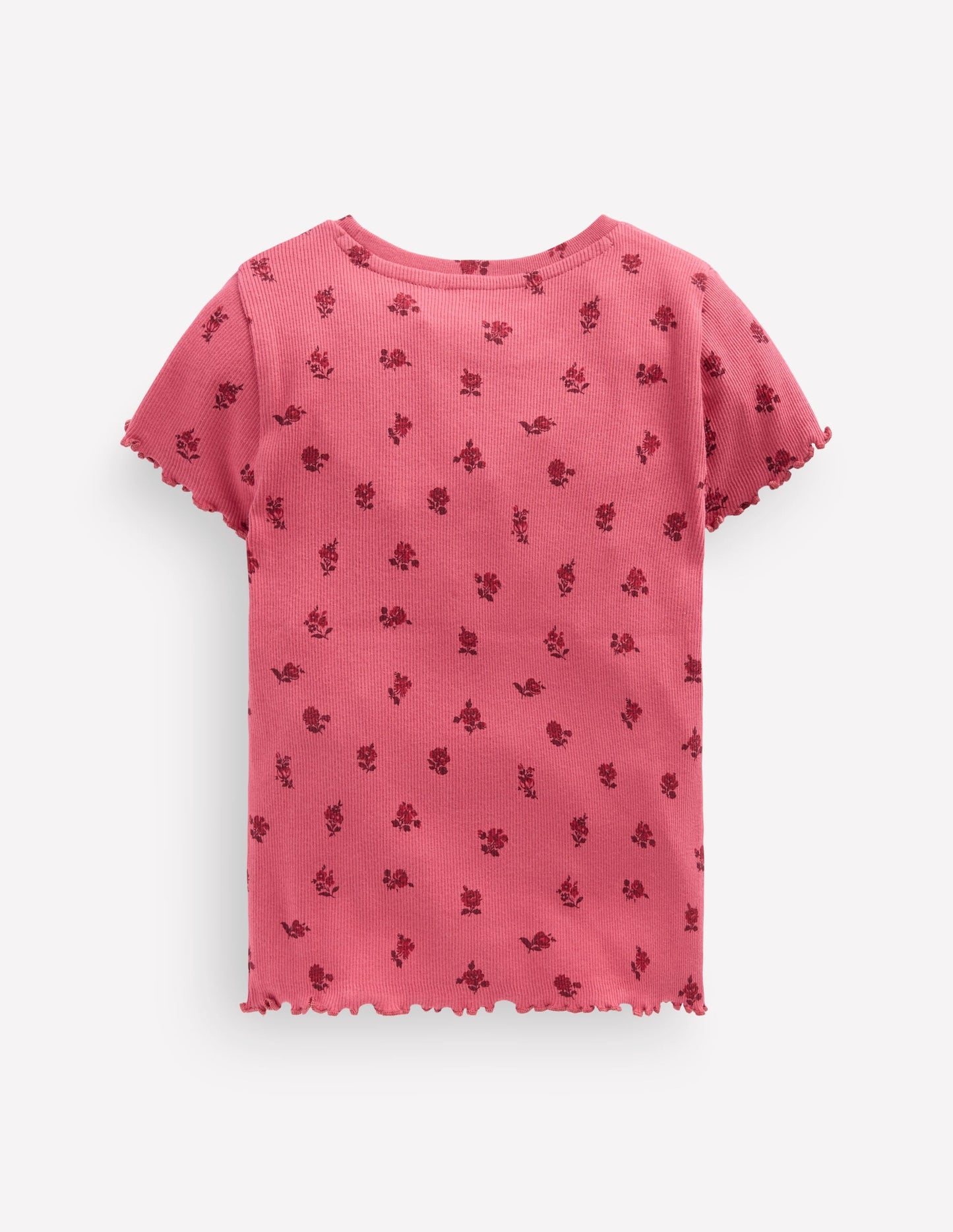 Short Sleeve Rib T-Shirt-Red Floral