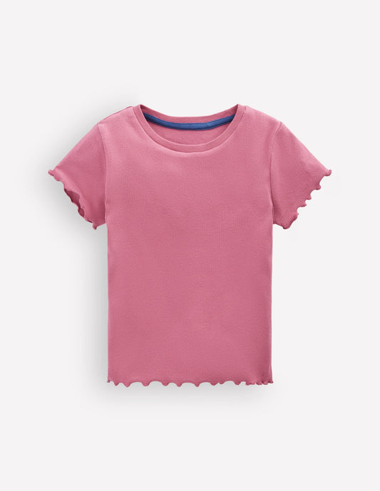 Short Sleeve Rib T-Shirt-Pink