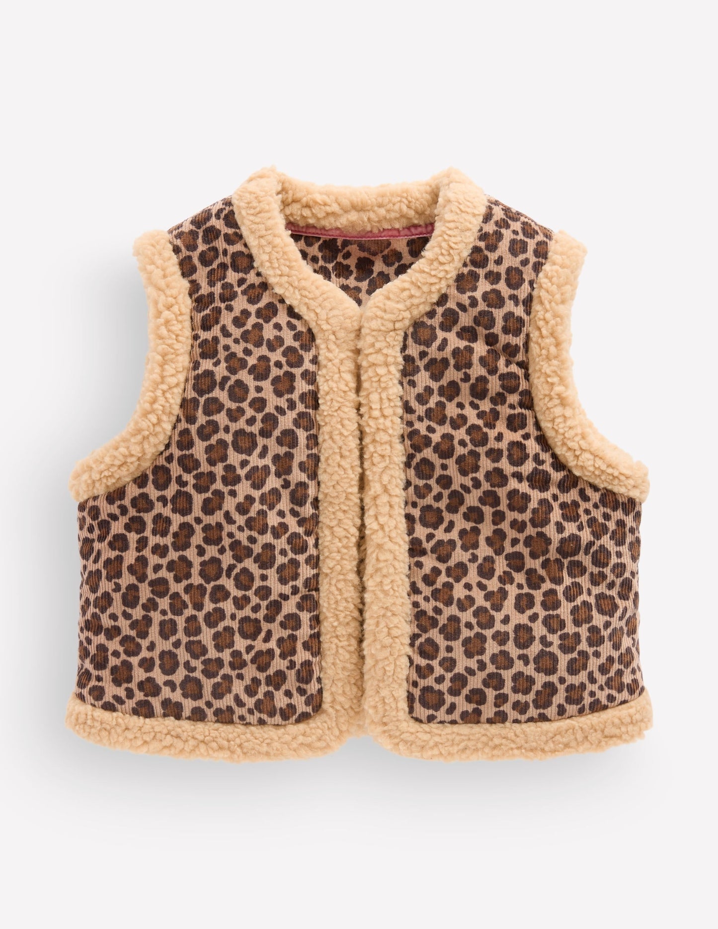 Borg Trim Gilet-Brown Leopard