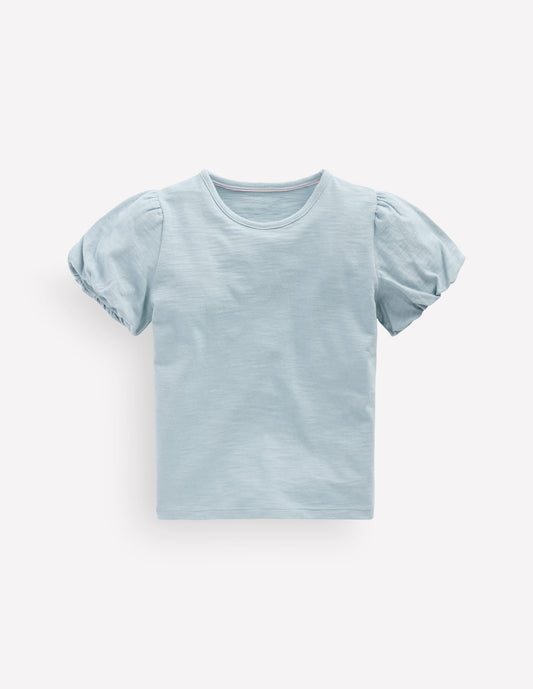 Puff Sleeve Jersey Top-Cornish Blue