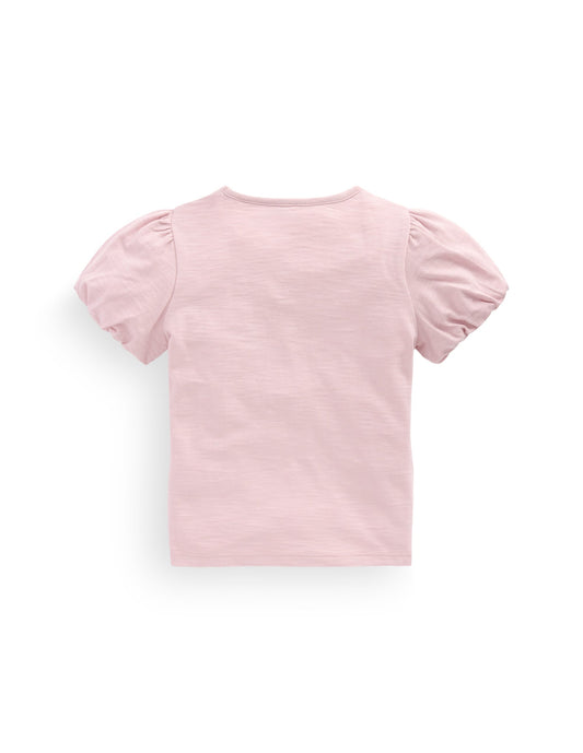 Puff Sleeve Jersey Top-Pink Heather