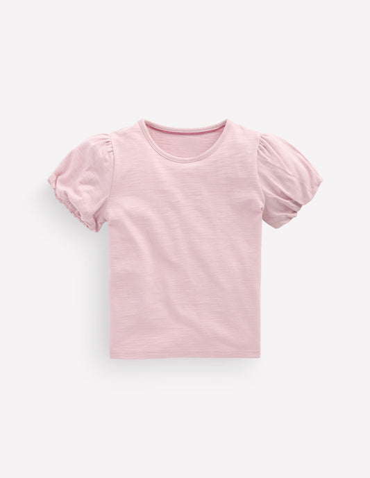 Puff Sleeve Jersey Top-Pink Heather