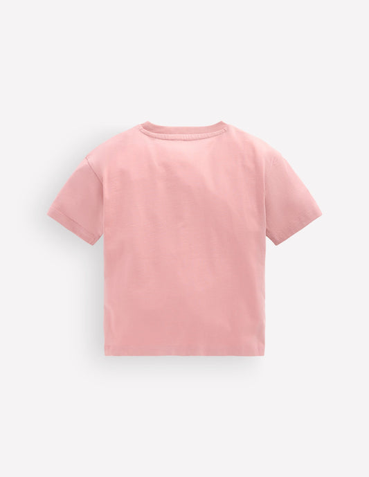 Short Sleeve Printed T-shirt-Pink Sausage Dog