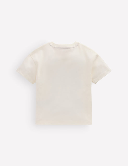 Short Sleeve Printed T-shirt-Soft Ivory Cats
