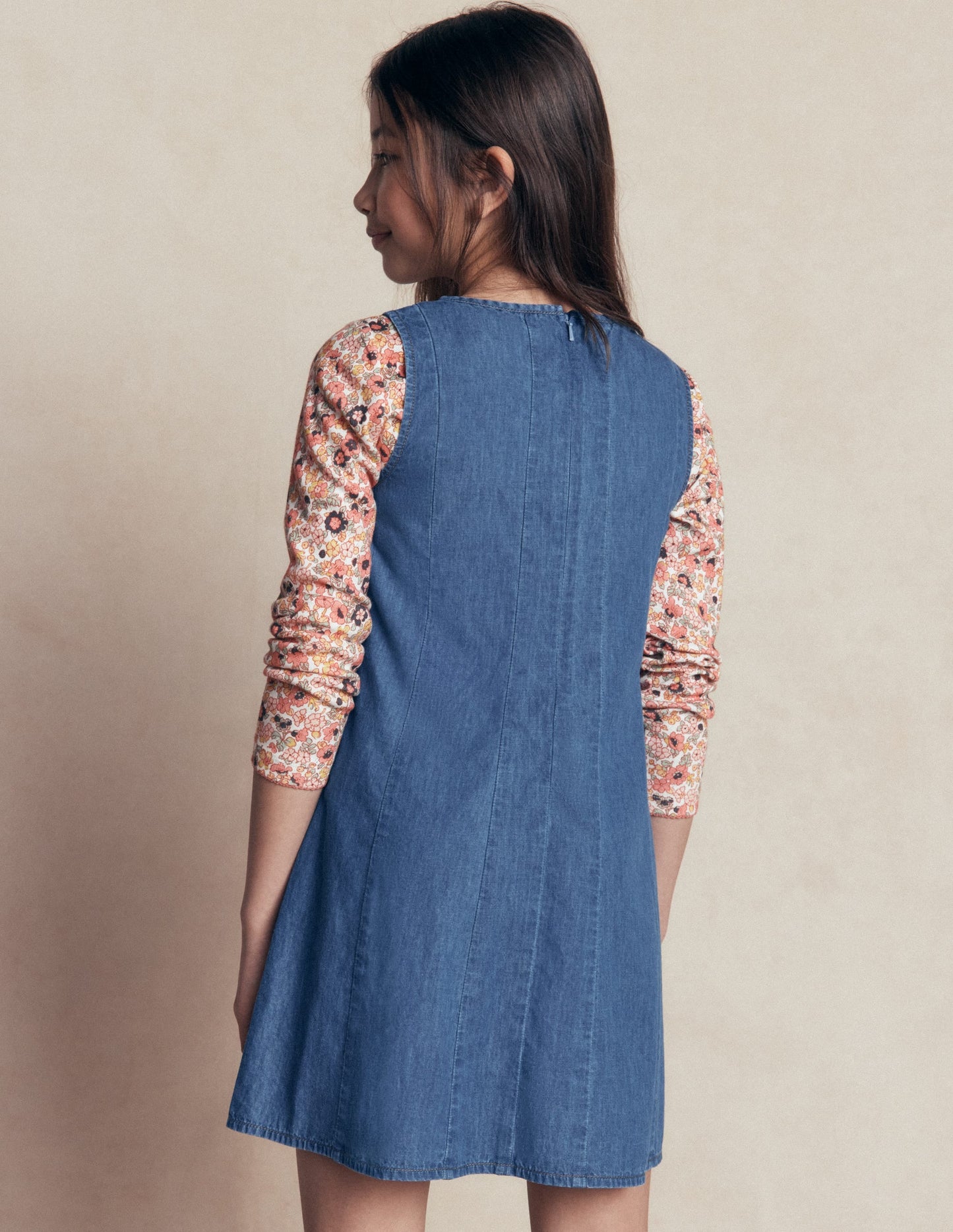 Willa Pinafore Dress-Mid Denim