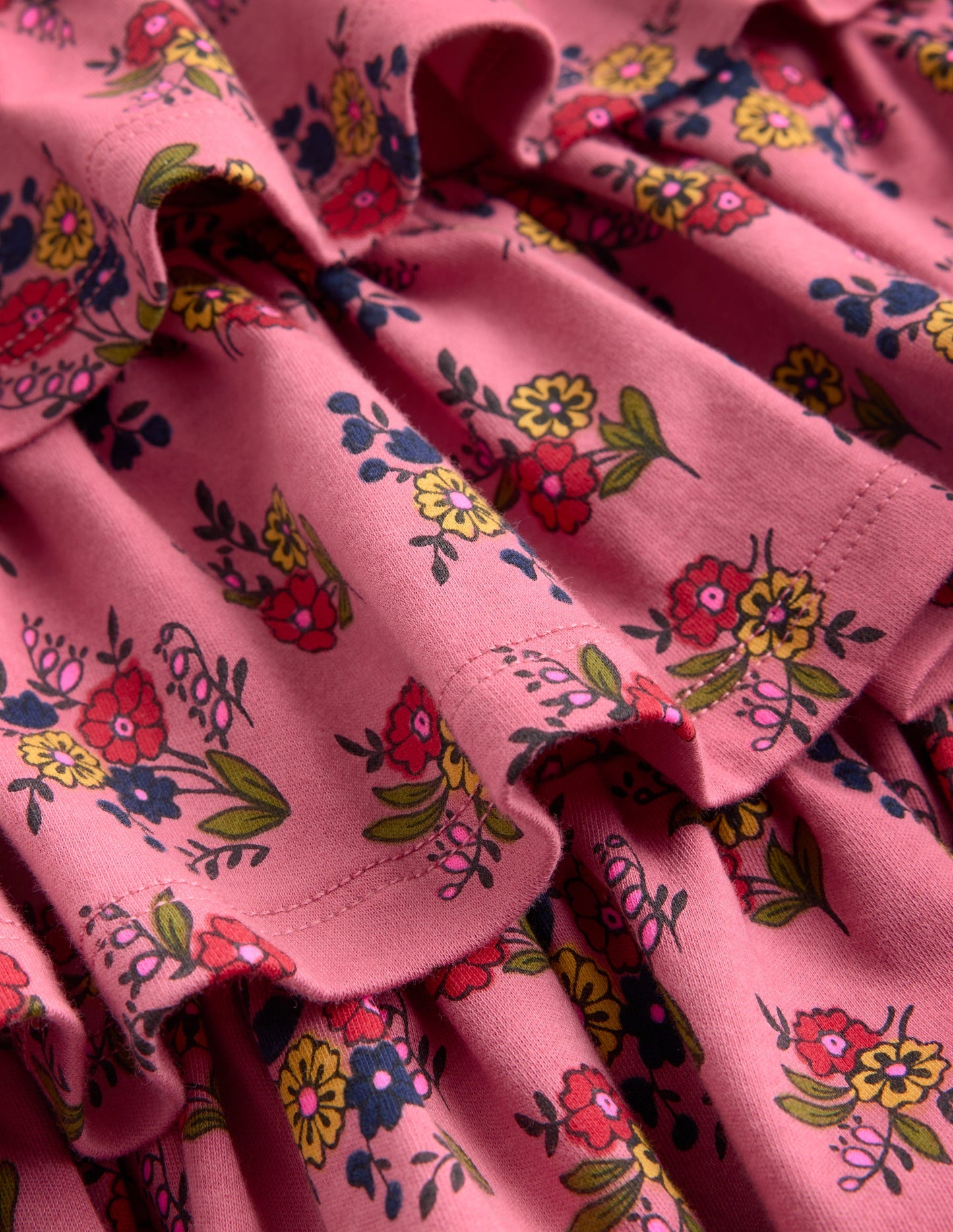 Ruffle Skirt Jersey Dress-Formica Pink Floral Bunches