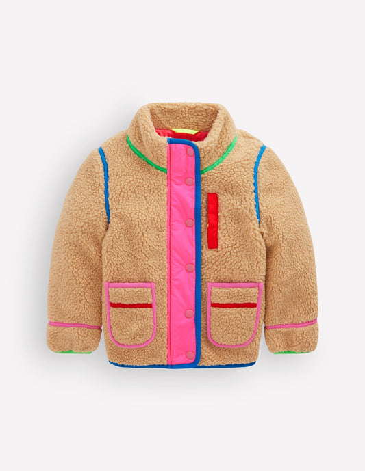Fun Borg Mix Fleece-Rainbow Trim Borg