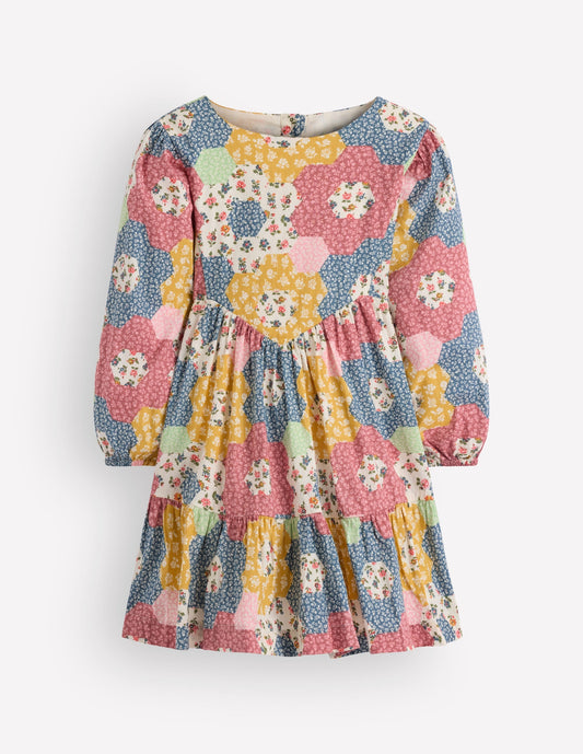 Celia Wing Sleeve Dress-Floral Patchwork