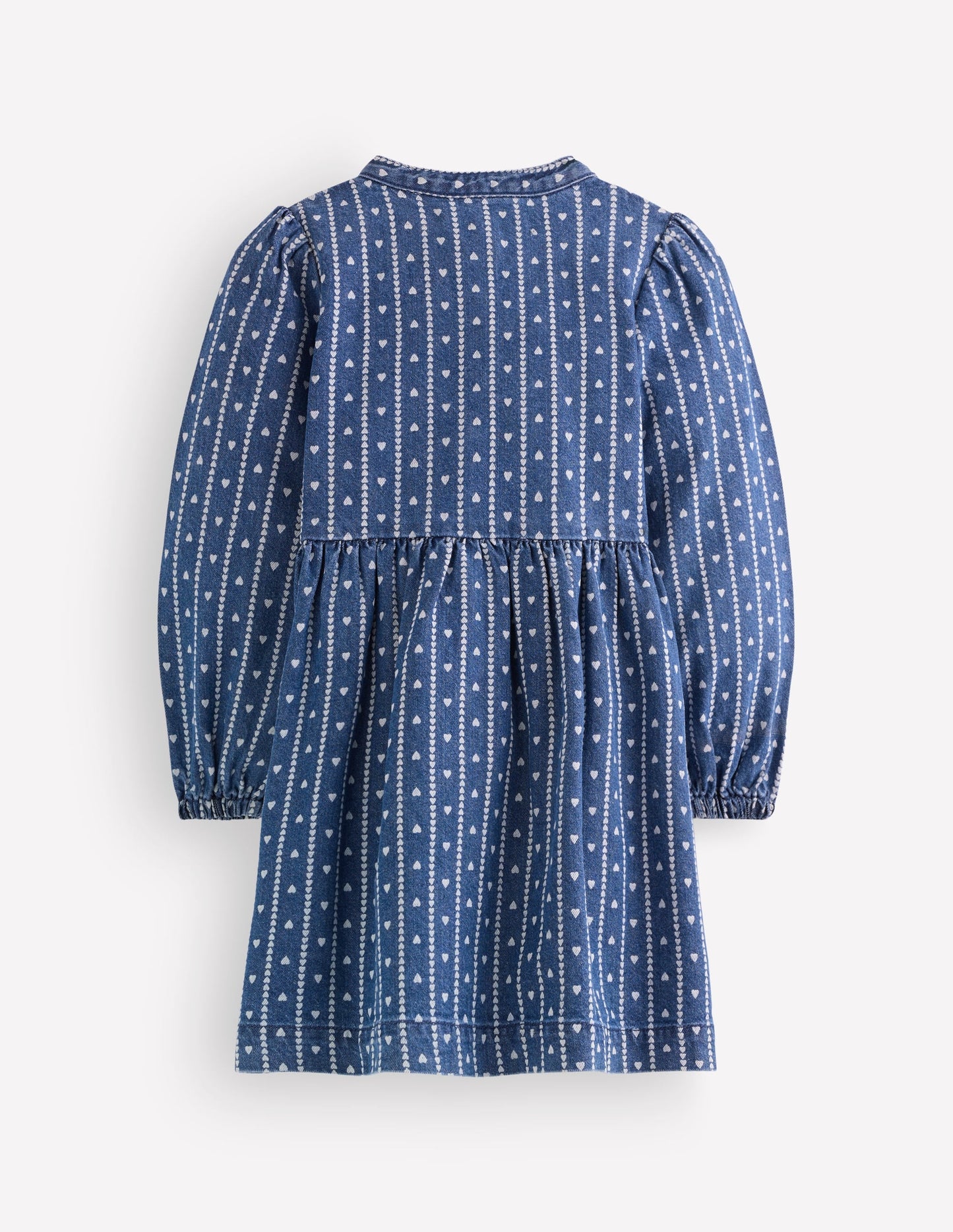 Betsy Woven Puff Sleeve Dress-Denim Tiny Hearts