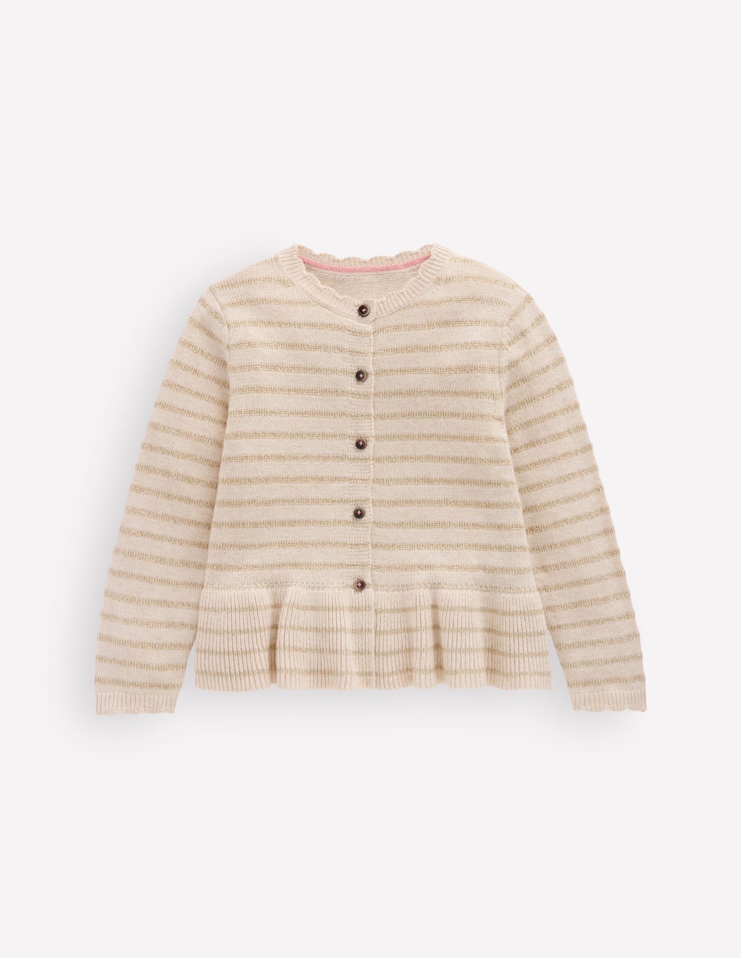 Pretty Peplum Cardigan-Oatmeal Marl Sparkle Stripe