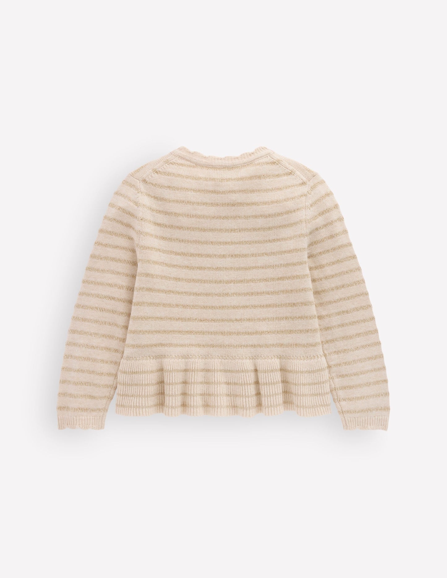 Pretty Peplum Cardigan-Oatmeal Marl Sparkle Stripe