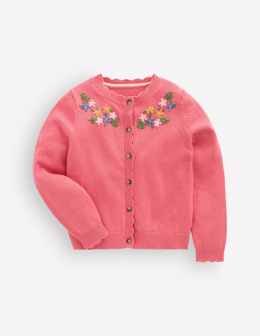 Pretty Embroidered Cardigan-Vintage Rose Floral Embroidery