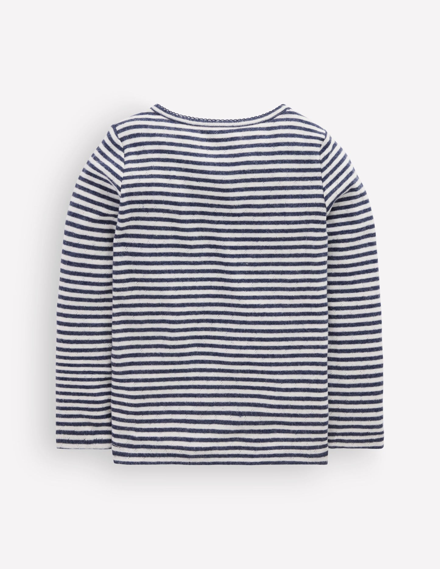 Long Sleeve Henley Top-Soft Ivory/ Navy Stripe