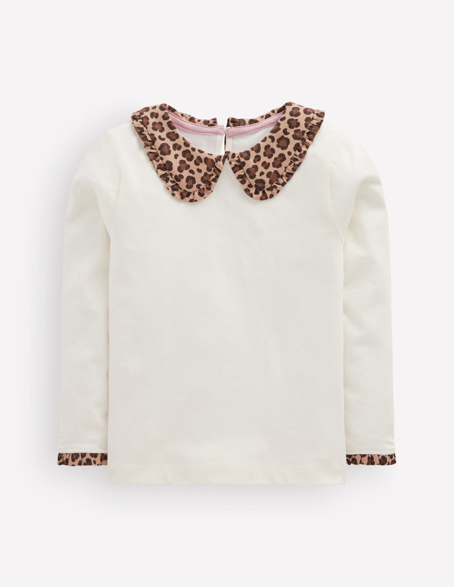 Collared Breton Jersey Top-Soft Ivory Leopard