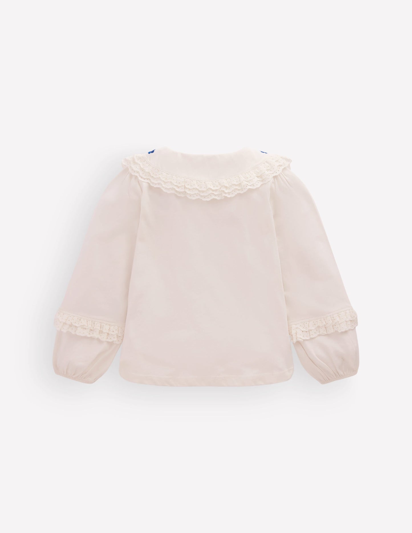 Broderie Collar Jersey Top-Soft Ivory