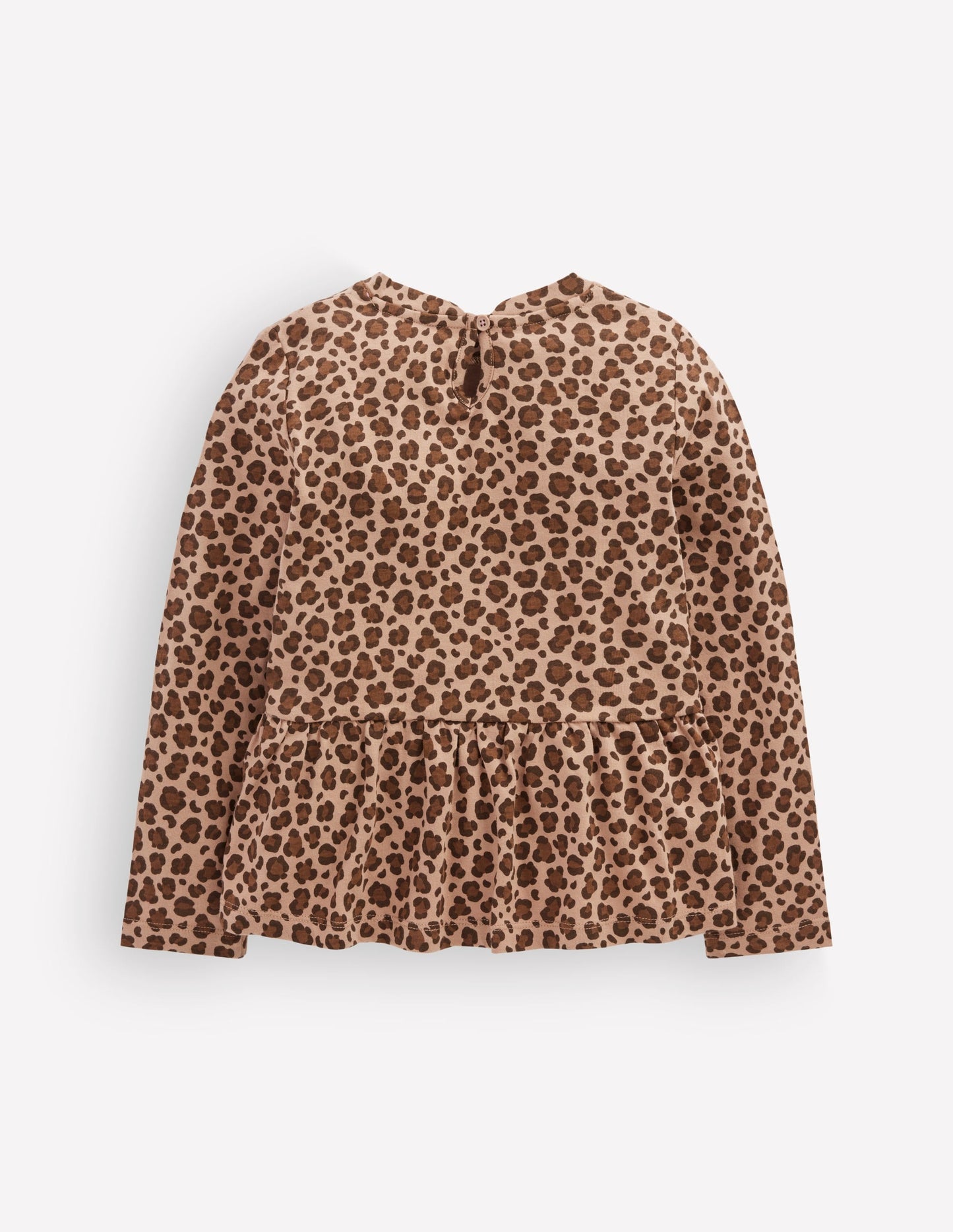 Long Sleeve Peplum Top-Brown Leopard