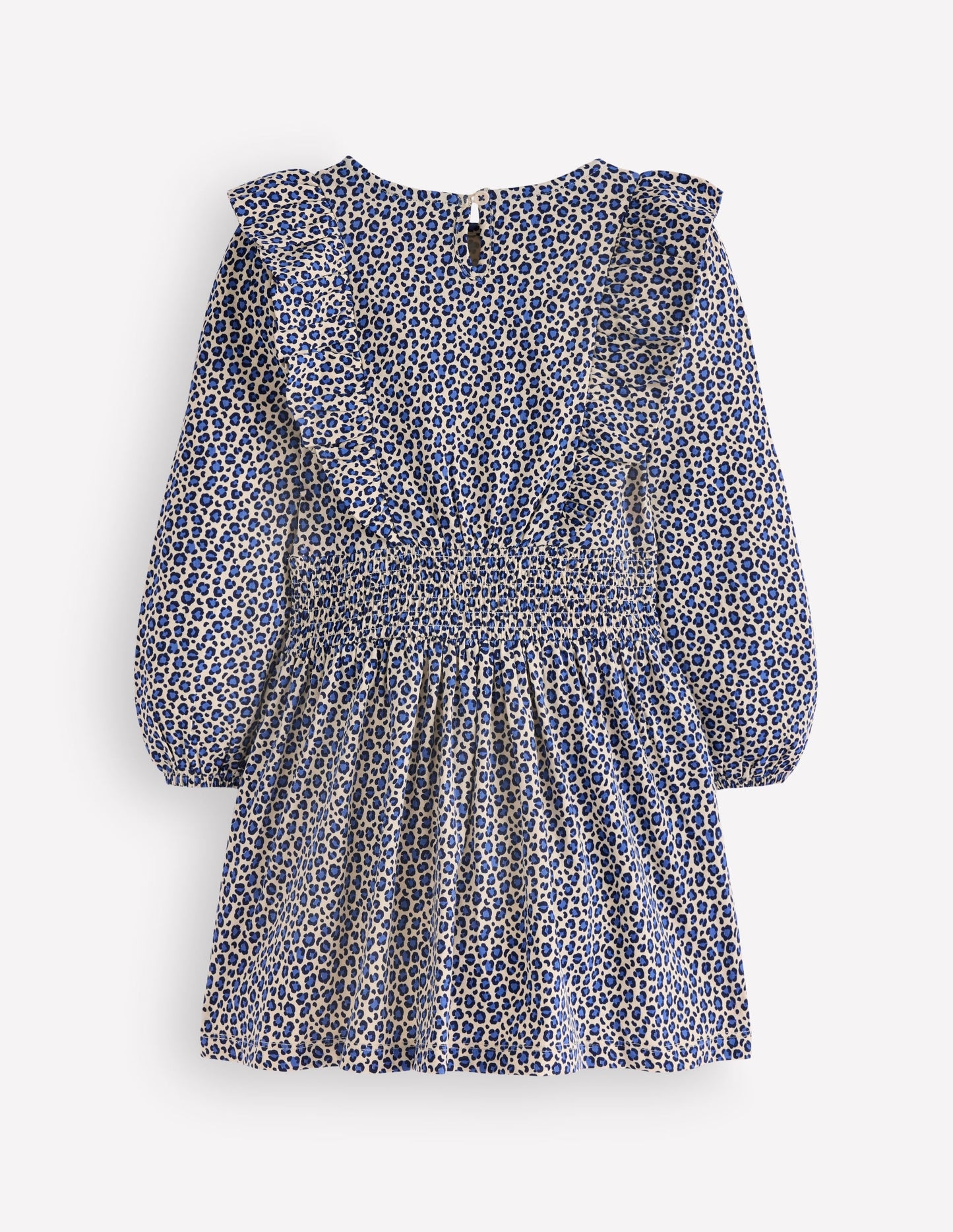 Suki Shirred Jersey Dress-Blue Leopard