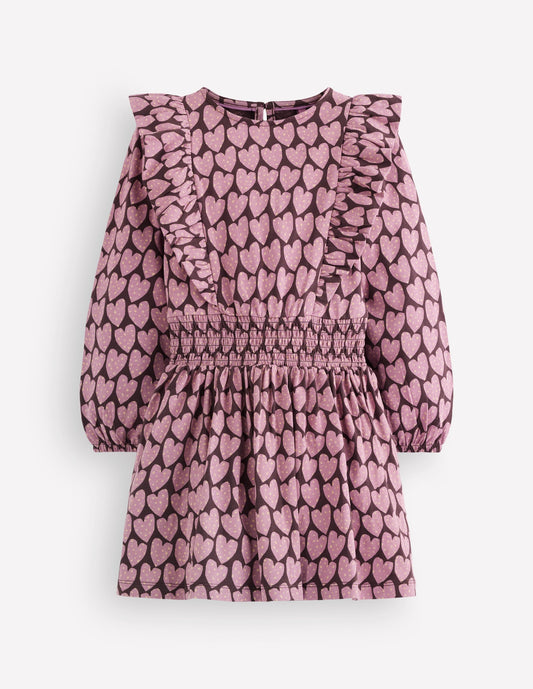 Suki Shirred Jersey Dress-Purple Hearts