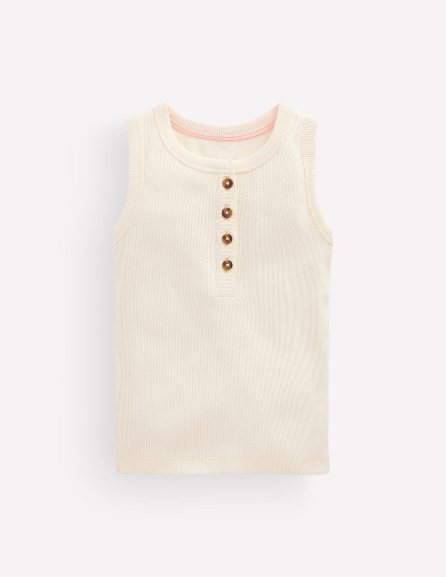Henley Ribbed Vest-Soft Ivory