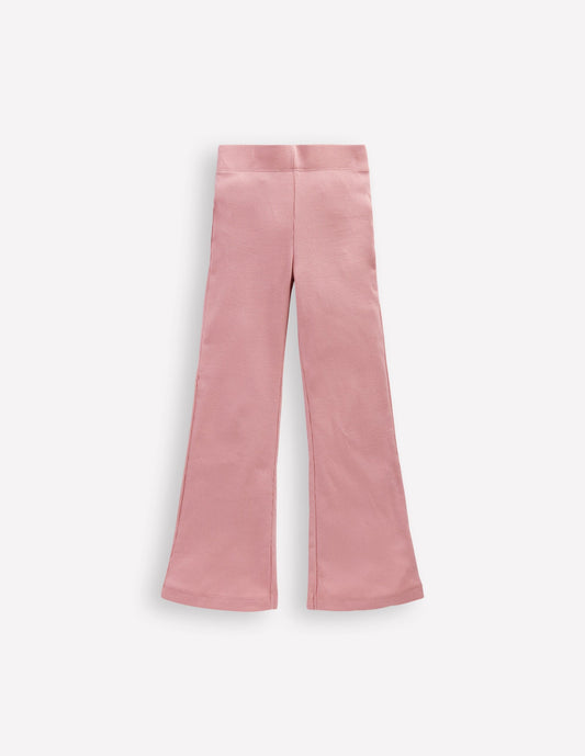 Ribbed Flared Leggings-Vintage Pink