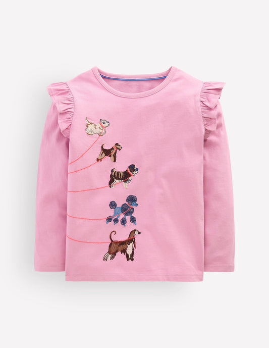 Long Sleeve Superstitch Tee-Soft Lavender Dogs