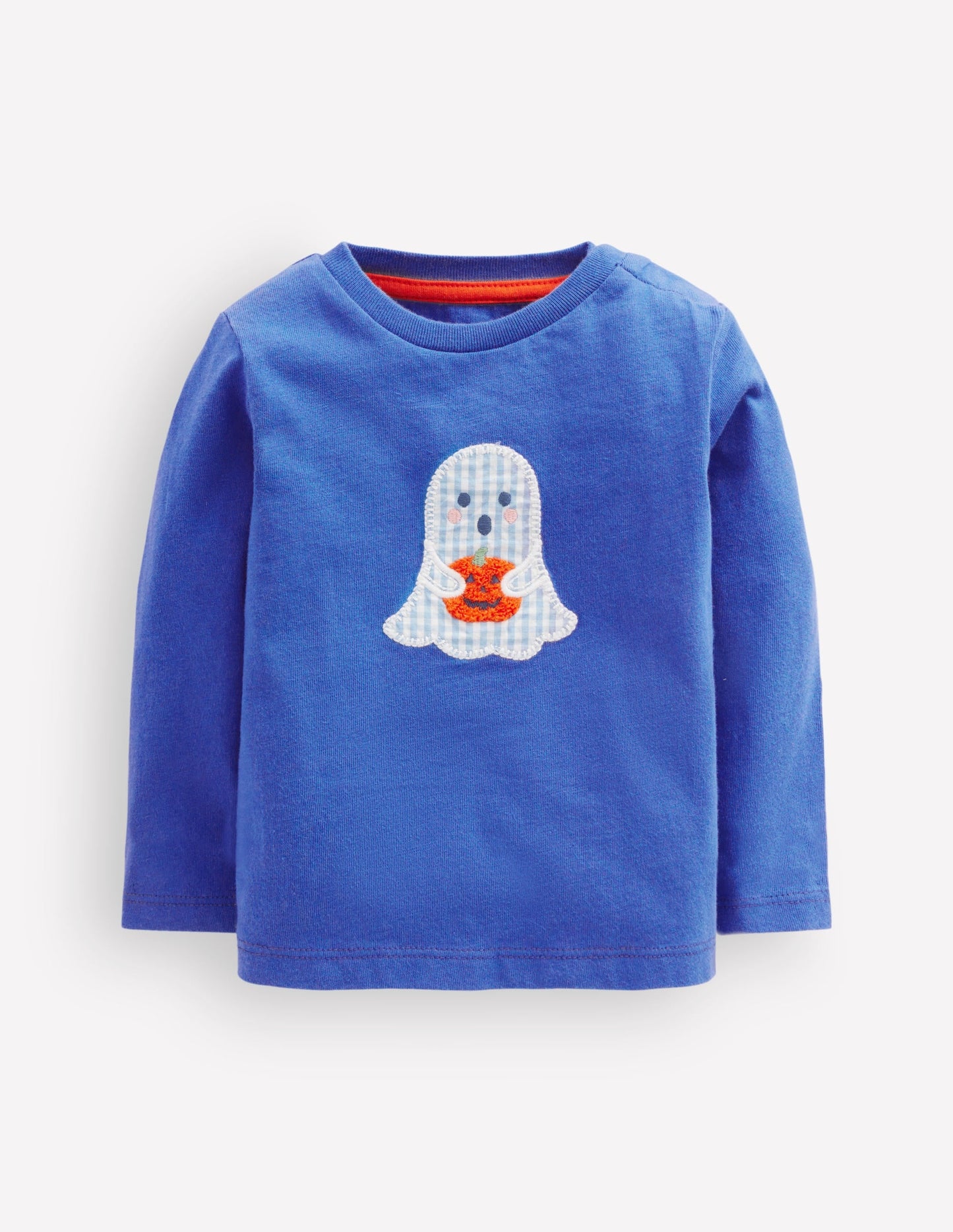 Long Sleeve Appliqué T-shirt-Bluejay Ghost