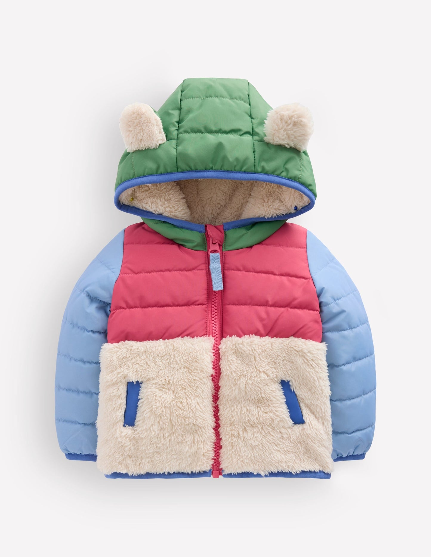 Mixed Borg Jacket-Multi Colourblock
